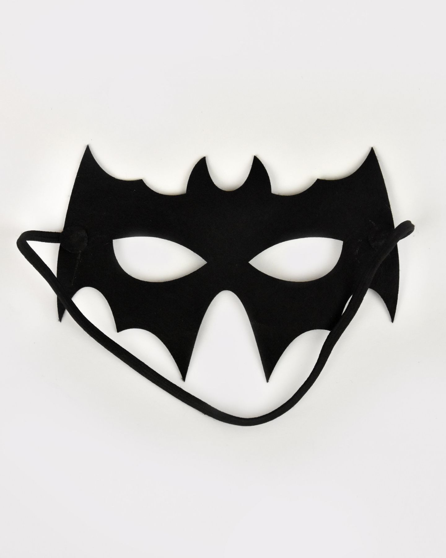 Baksidan av en svart batmanmask.